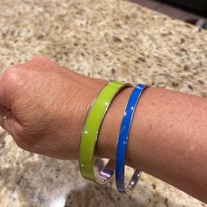 Set of two bangle bracelets (lime & blue) EUC